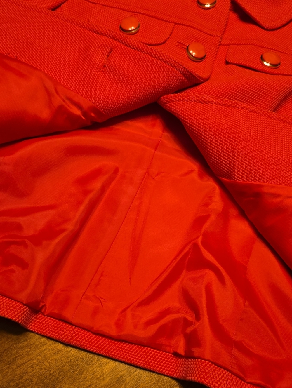 Halogen Poppy Red Textured Button-Front Blazer Jacket - Picture 4 of 5